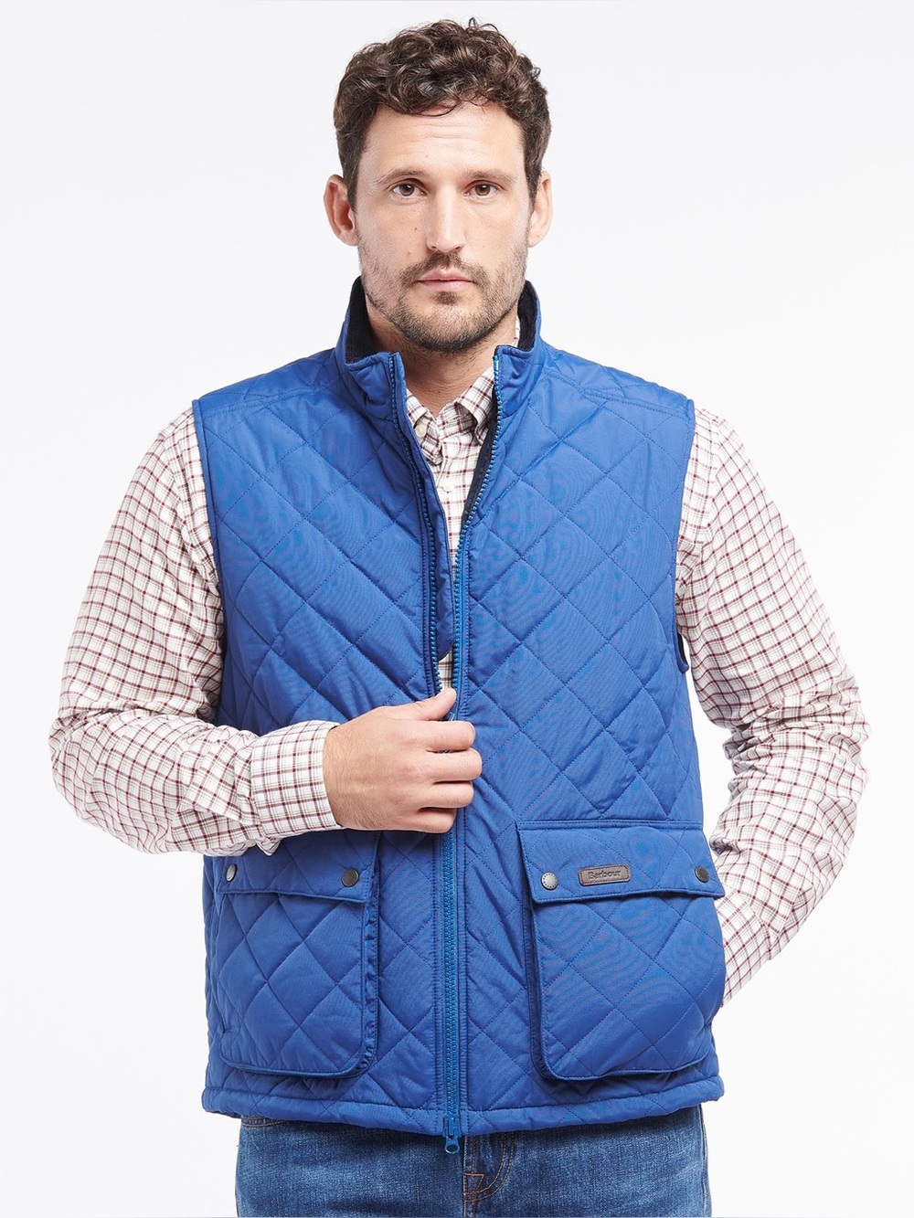 New Barbour Sz LG Fernwood Gilet Blue Diamond Quilted